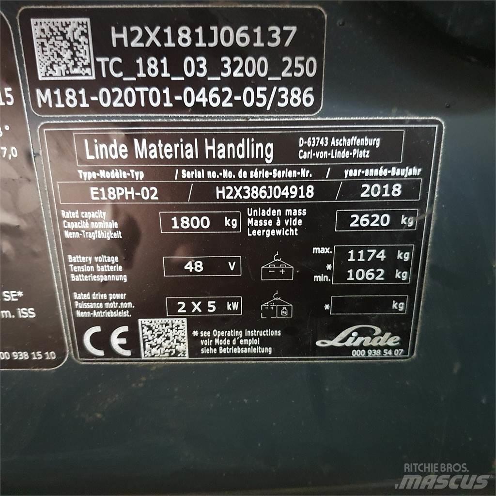 Linde E18PH Elektriniai šakiniai krautuvai
