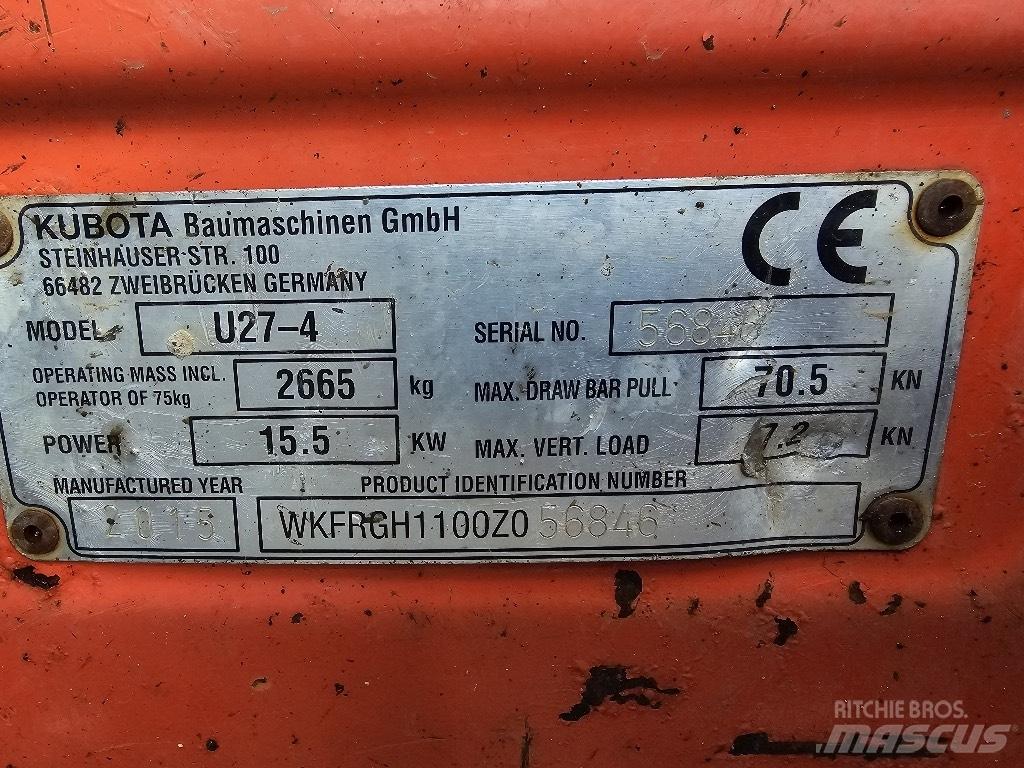 Kubota U 27-4 Mini ekskavatoriai < 7 t