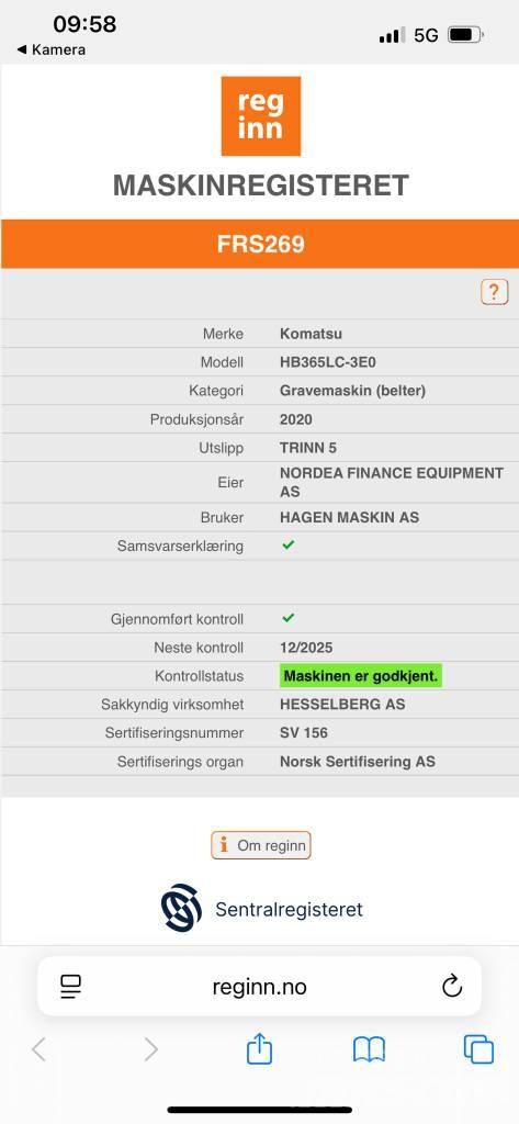 Komatsu HB365LC-3E0 Vikšriniai ekskavatoriai