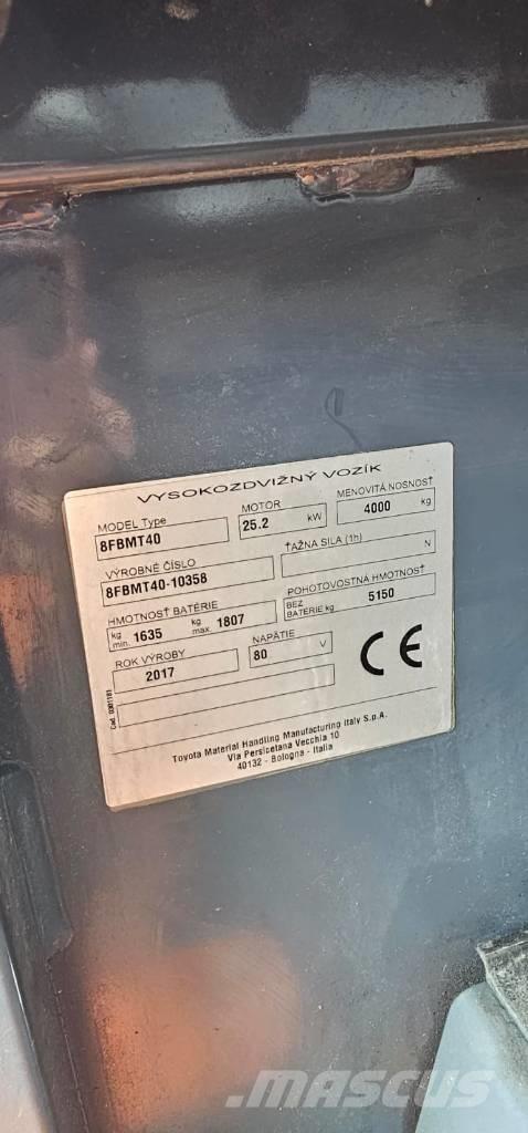 Toyota 8FBMT40 Elektriniai šakiniai krautuvai