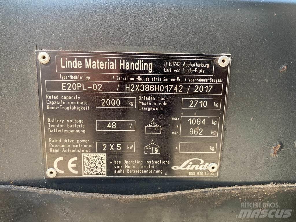 Linde E20PL-02 Elektriniai šakiniai krautuvai