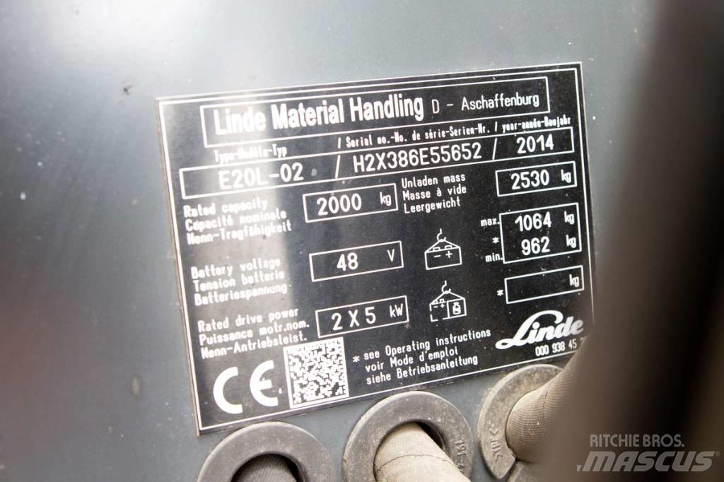 Linde E20L-02 Elektriniai šakiniai krautuvai