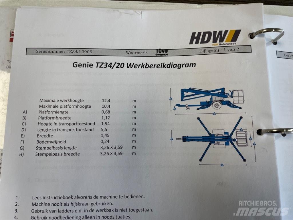 Genie TZ 34/20 Ant priekabų montuojamos kėlimo platformos