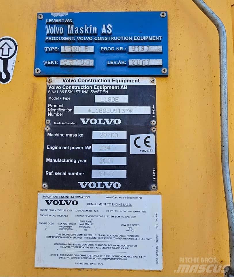 Volvo L 180 E Naudoti ratiniai krautuvai