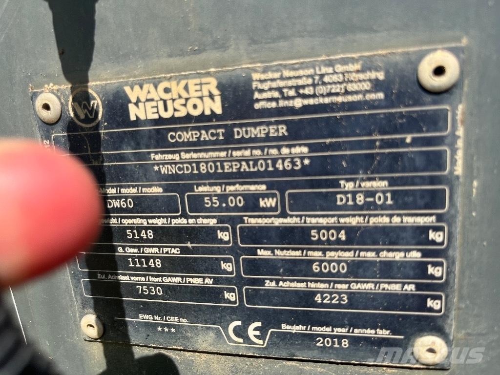 Wacker Neuson DW 60 Statybiniai savivarčiai sunkvežimiai