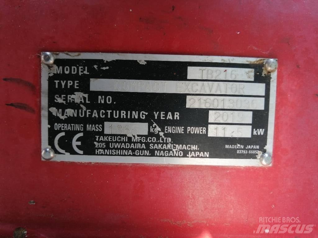 Takeuchi TB 216 Mini ekskavatoriai < 7 t