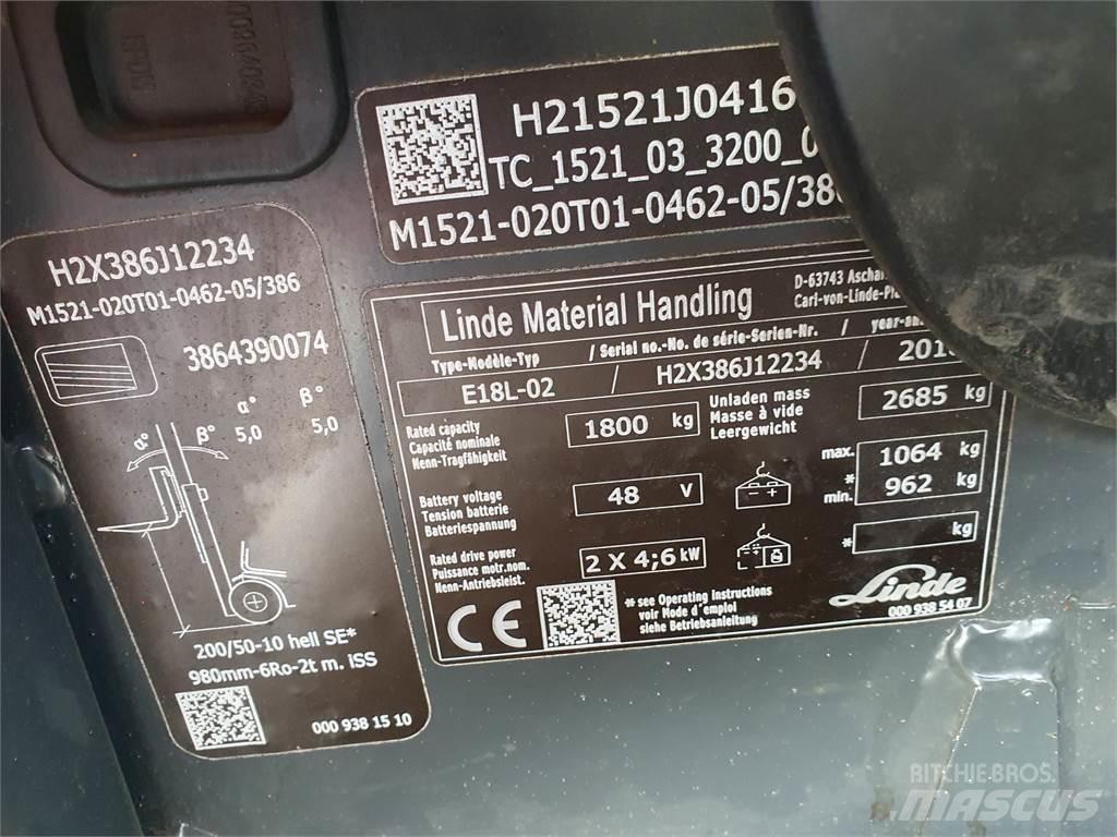 Linde E18L Elektriniai šakiniai krautuvai