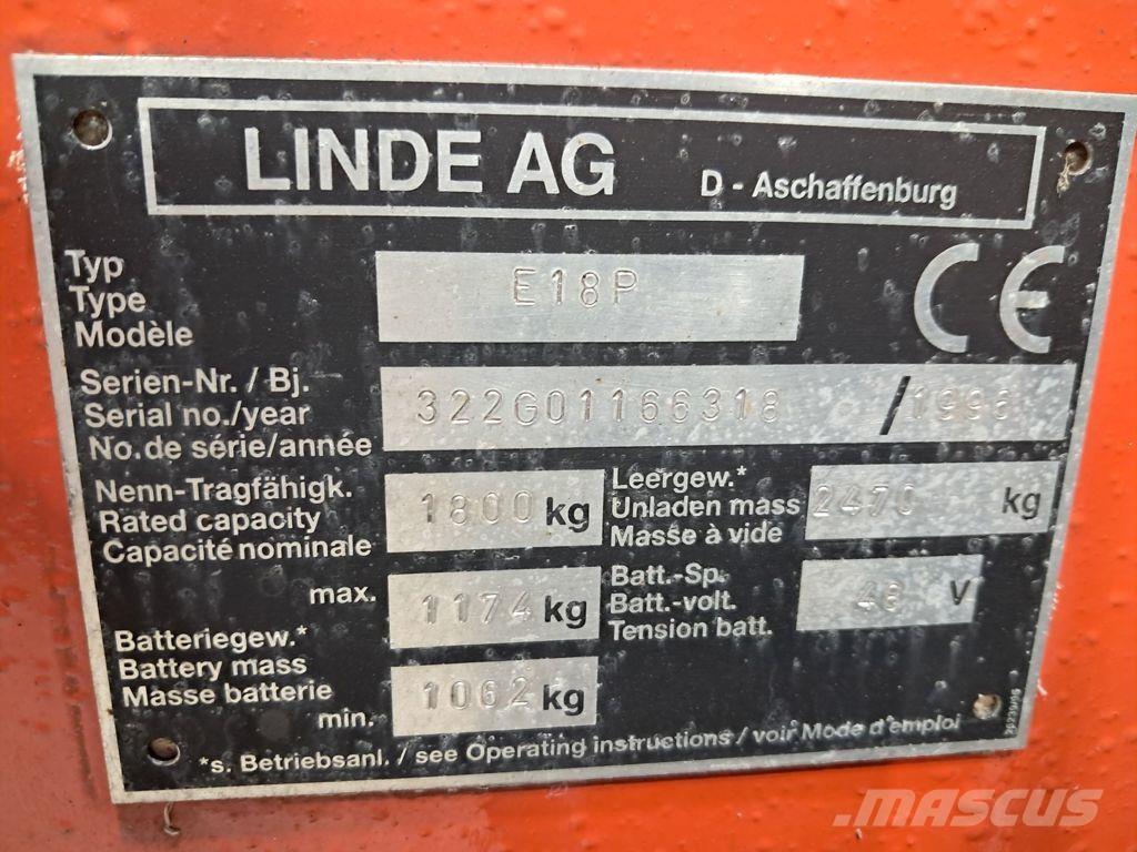 Linde E18P Elektriniai šakiniai krautuvai