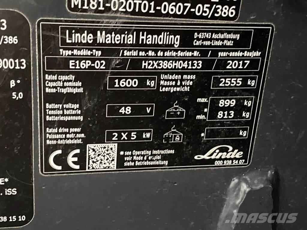 Linde E16P-02 Elektriniai šakiniai krautuvai