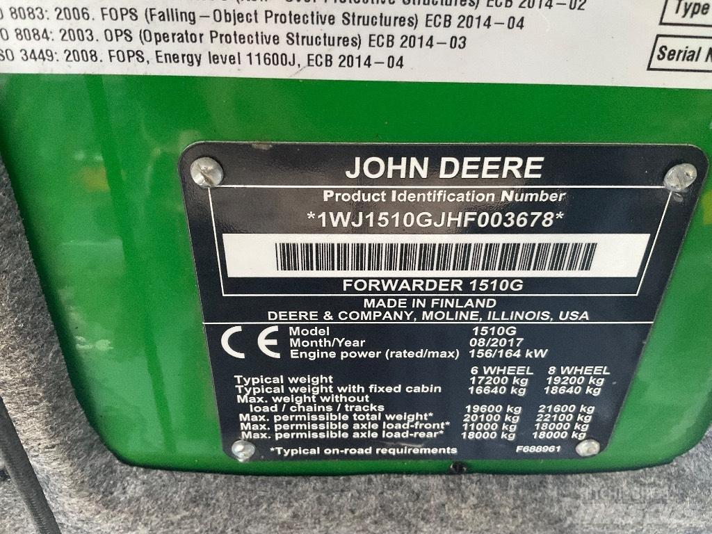 John Deere 1510G Naudoti miškovežiai (Forvarderiai)