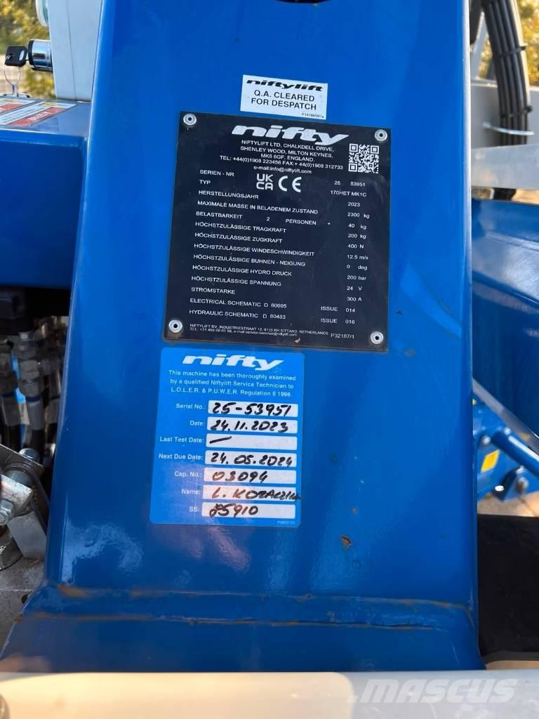 Niftylift 170 HET Ant priekabų montuojamos kėlimo platformos