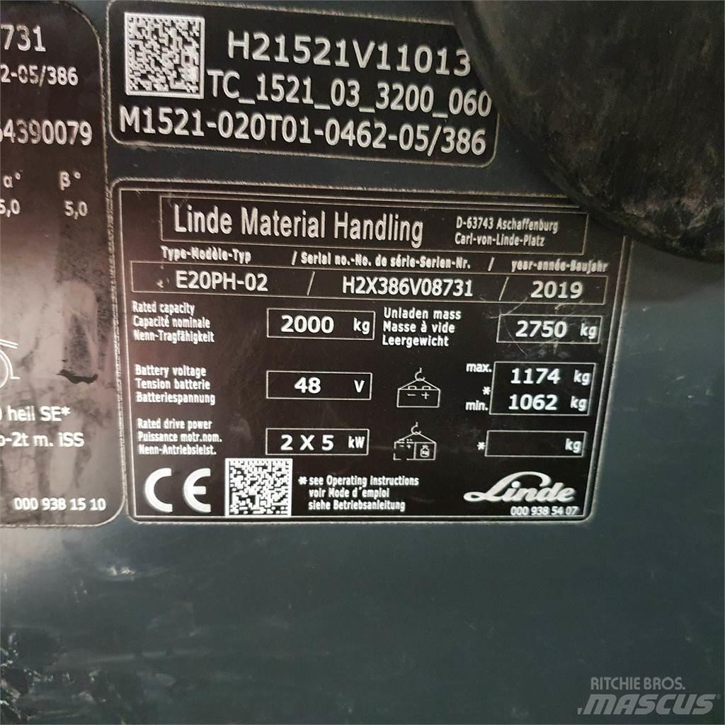 Linde E20PH Elektriniai šakiniai krautuvai