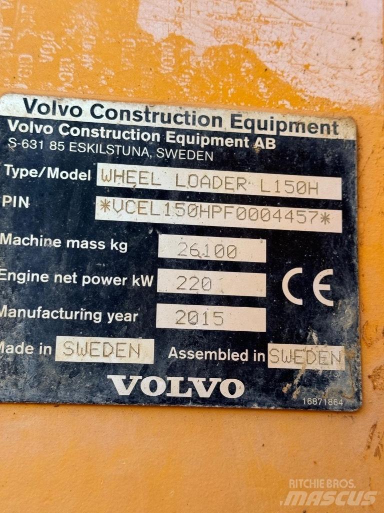 Volvo L 150 H Naudoti ratiniai krautuvai