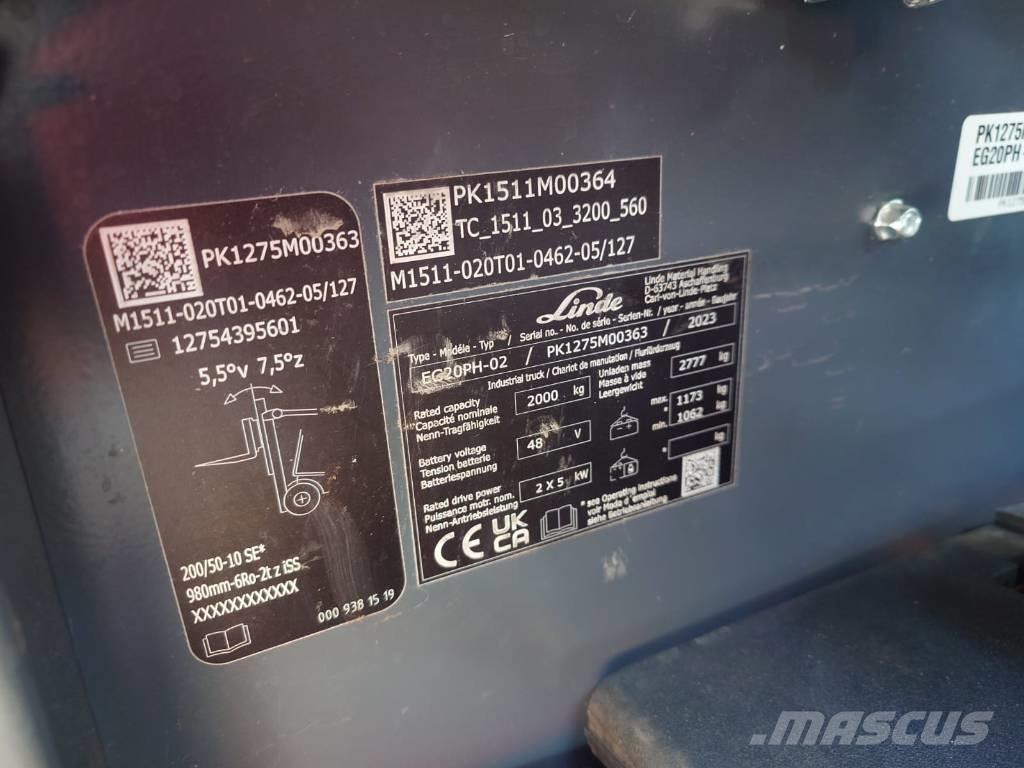 Linde EG20PH/1275 Elektriniai šakiniai krautuvai