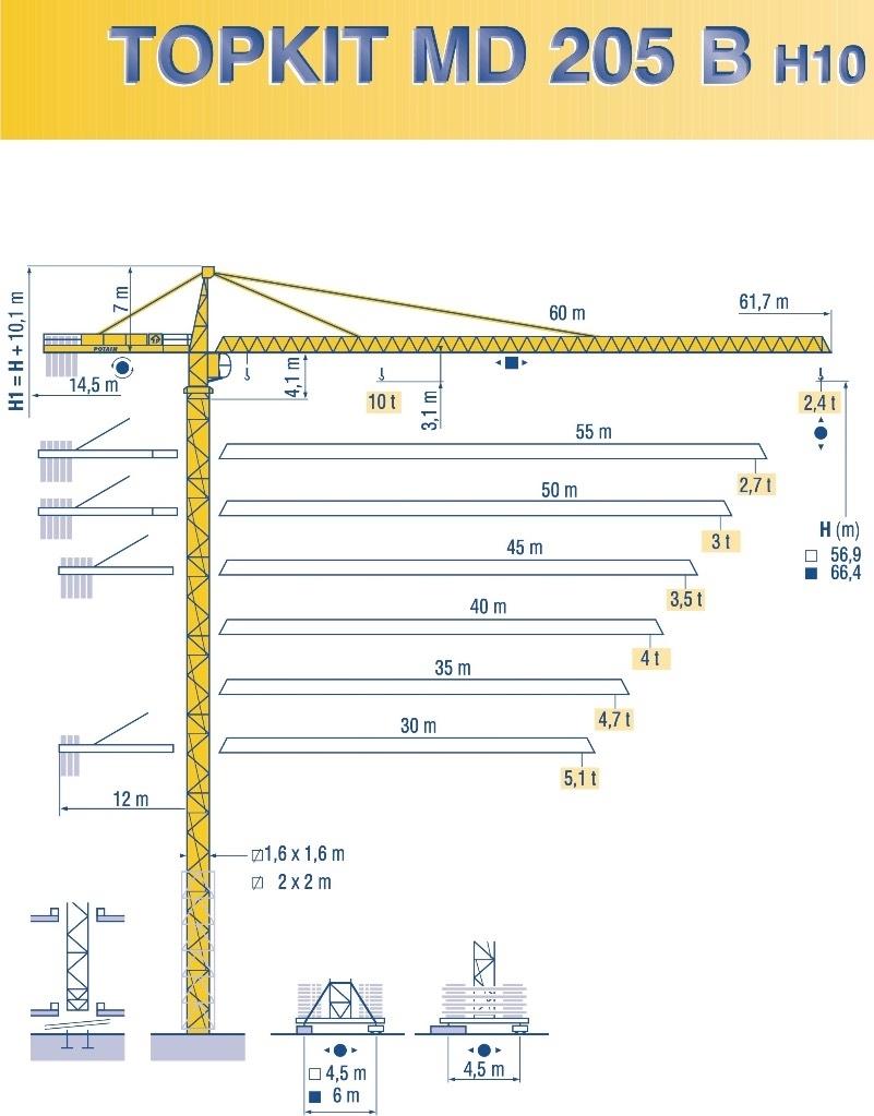 Potain MD 205 B H10 Bokštiniai kranai