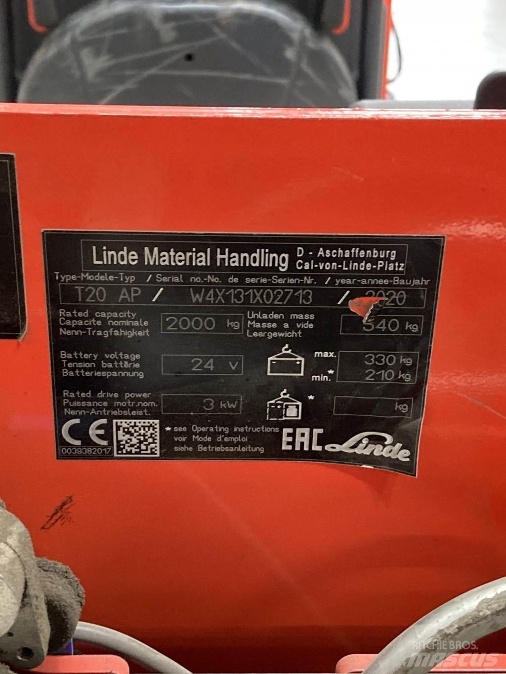 Linde T20AP kurz Mažų aukščių keltuvai