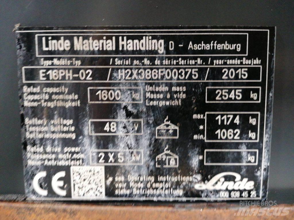 Linde E16PH-02 Elektriniai šakiniai krautuvai