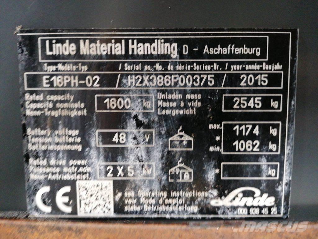 Linde E16PH-02 Elektriniai šakiniai krautuvai