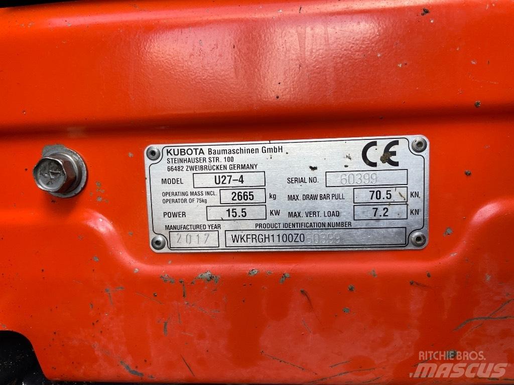 Kubota U 27-4 Mini ekskavatoriai < 7 t