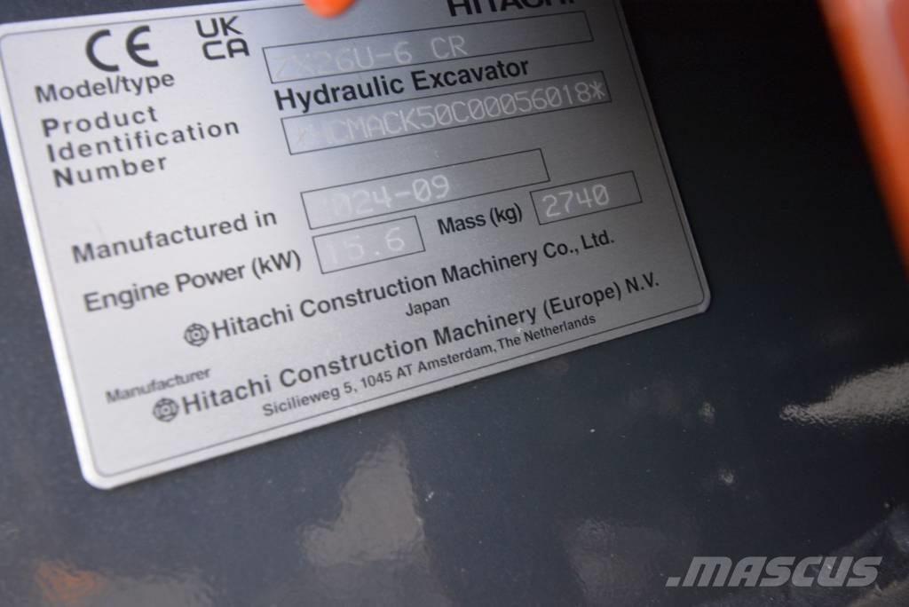 Hitachi ZX 26 U-6 Mini ekskavatoriai < 7 t