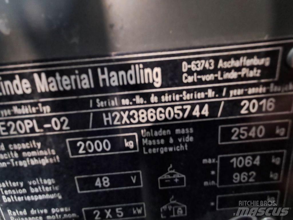 Linde E20PL-02 Elektriniai šakiniai krautuvai