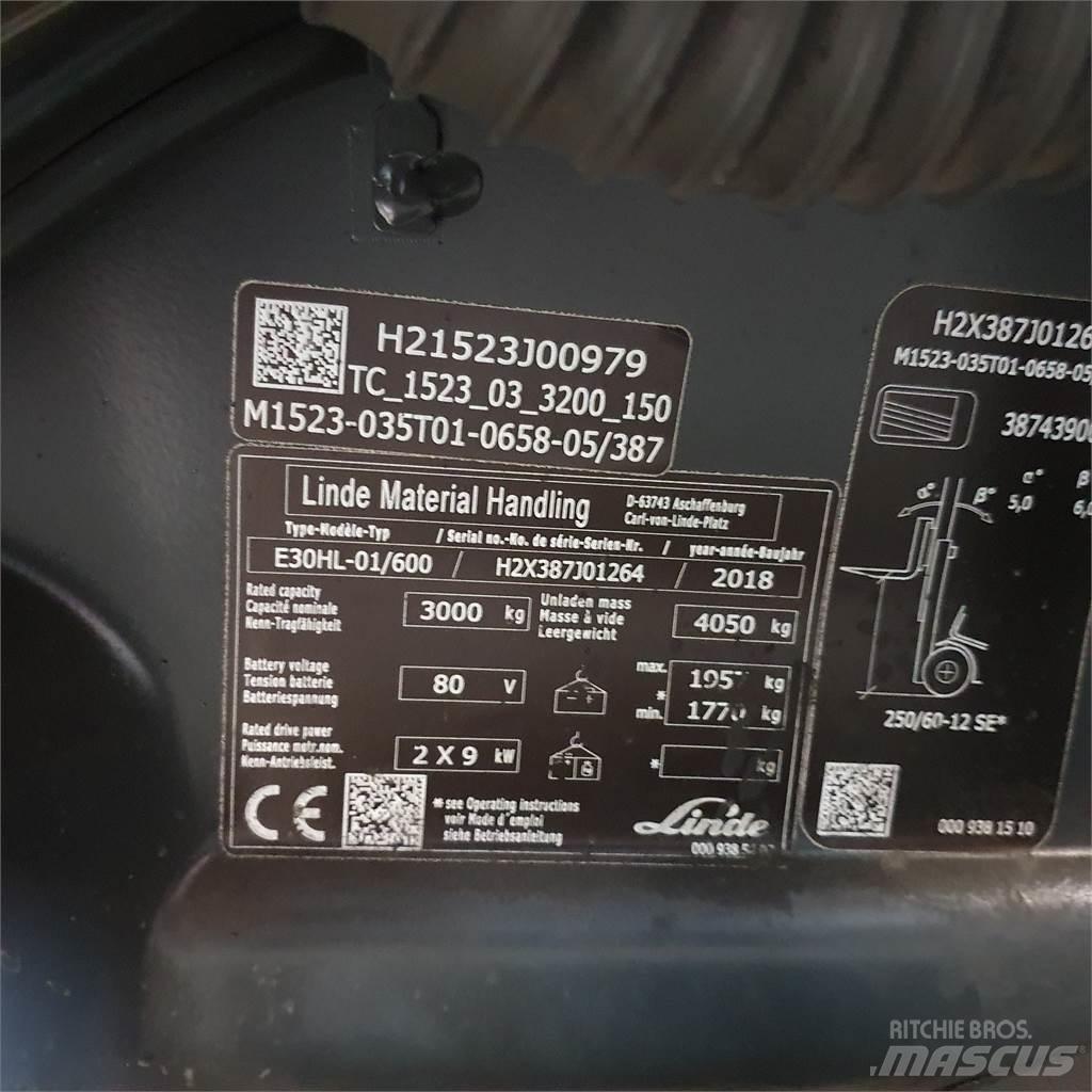 Linde E30/600HL Elektriniai šakiniai krautuvai