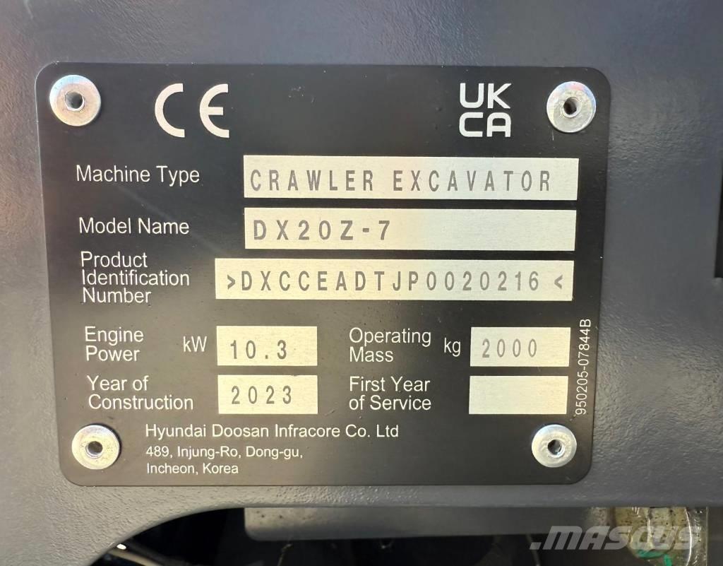 Doosan DX 20 Z-7 Mini ekskavatoriai < 7 t