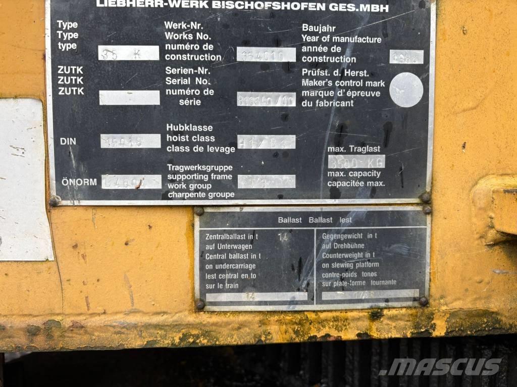Liebherr 35 K Bokštiniai kranai