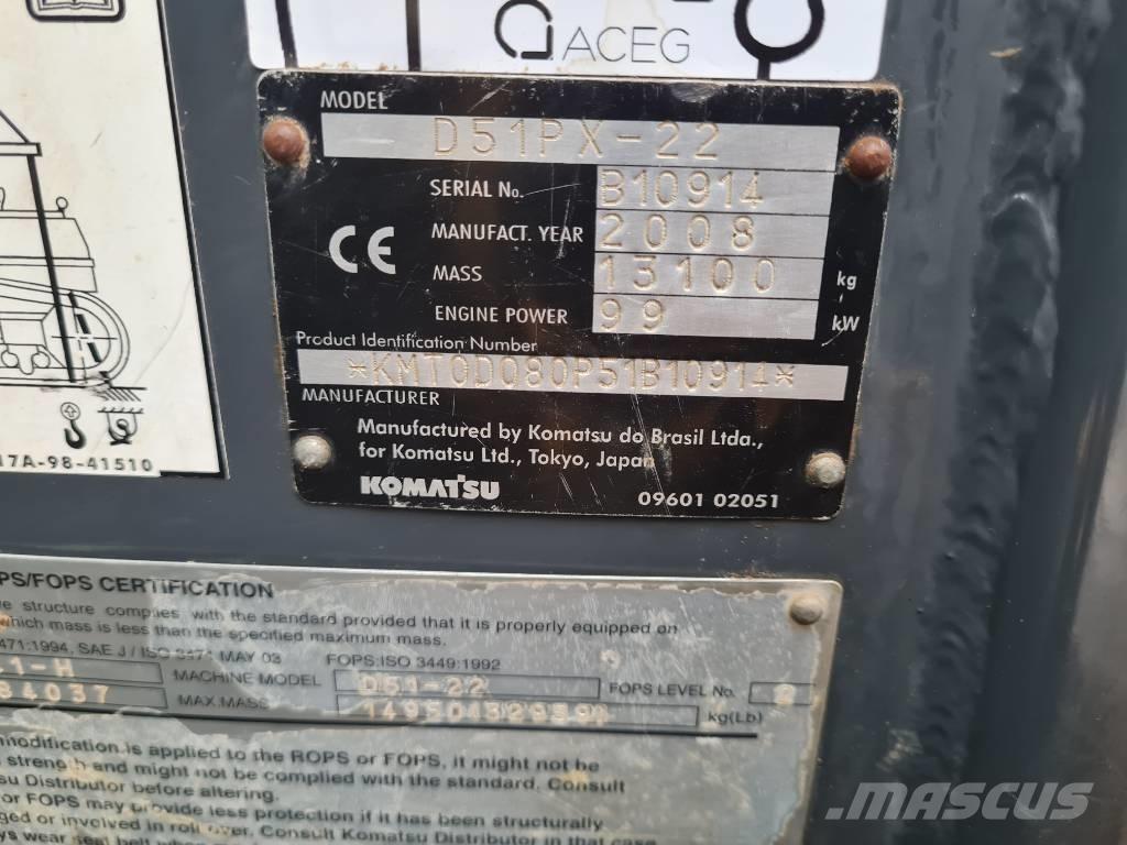 Komatsu D51PX-22 Vikšriniai buldozeriai