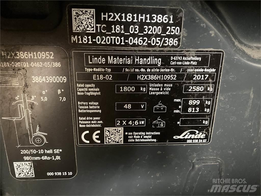 Linde E18 Elektriniai šakiniai krautuvai