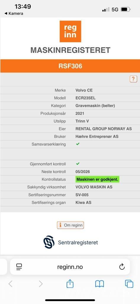 Volvo ECR 235 EL Vikšriniai ekskavatoriai