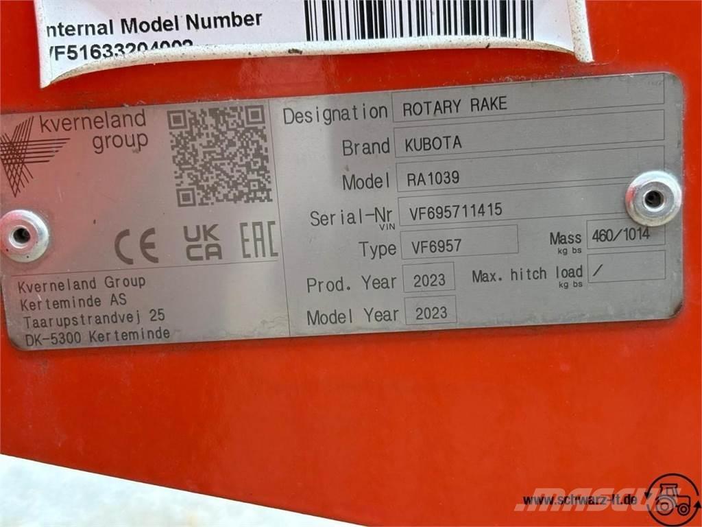 Kubota RA 1039 Pradalges formuojantys padargai