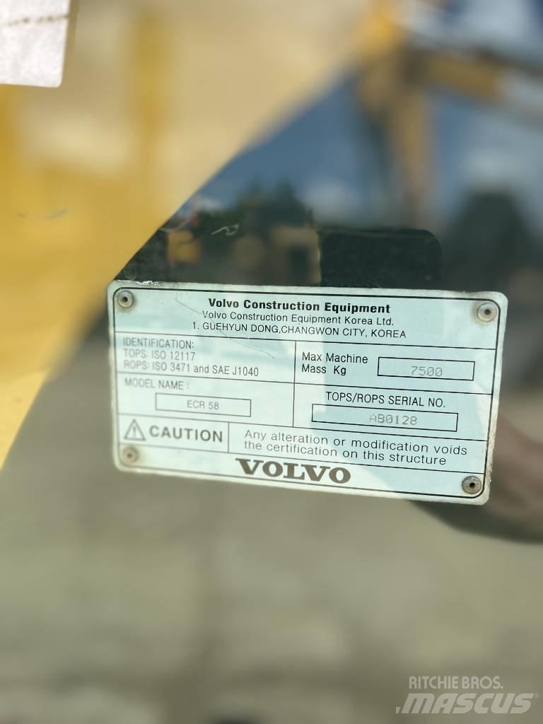 Volvo ECR 58 PLUS Vidutinės galios ekskavatoriai 7-12 t
