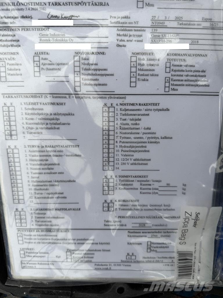 Genie SX 135 XC Alkūniniai keltuvai