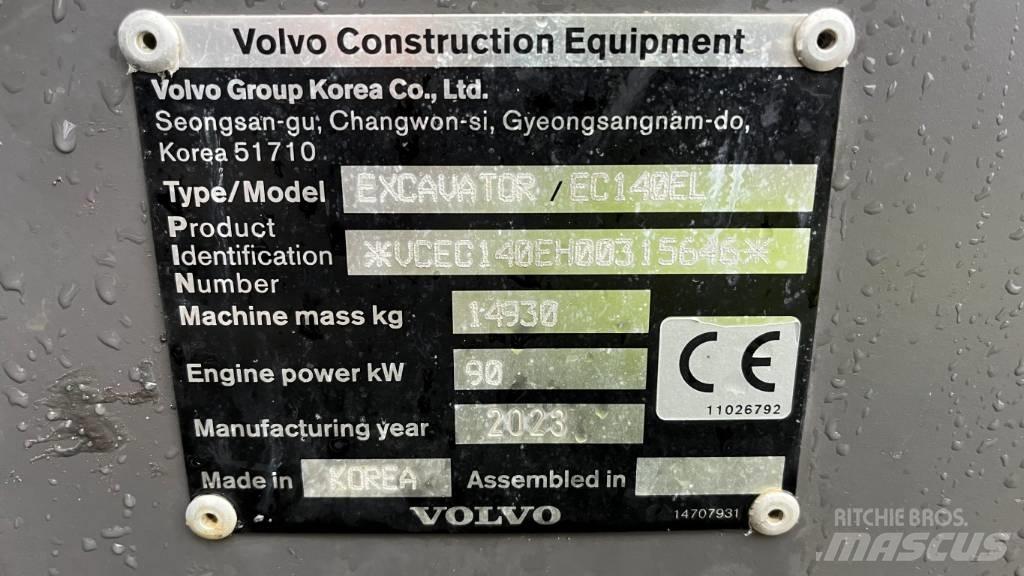 Volvo EC140EL Vikšriniai ekskavatoriai
