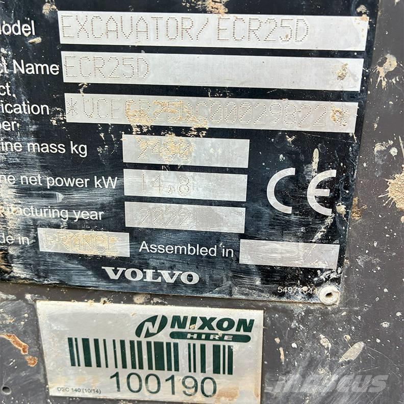 Volvo ECR25D Mini ekskavatoriai < 7 t