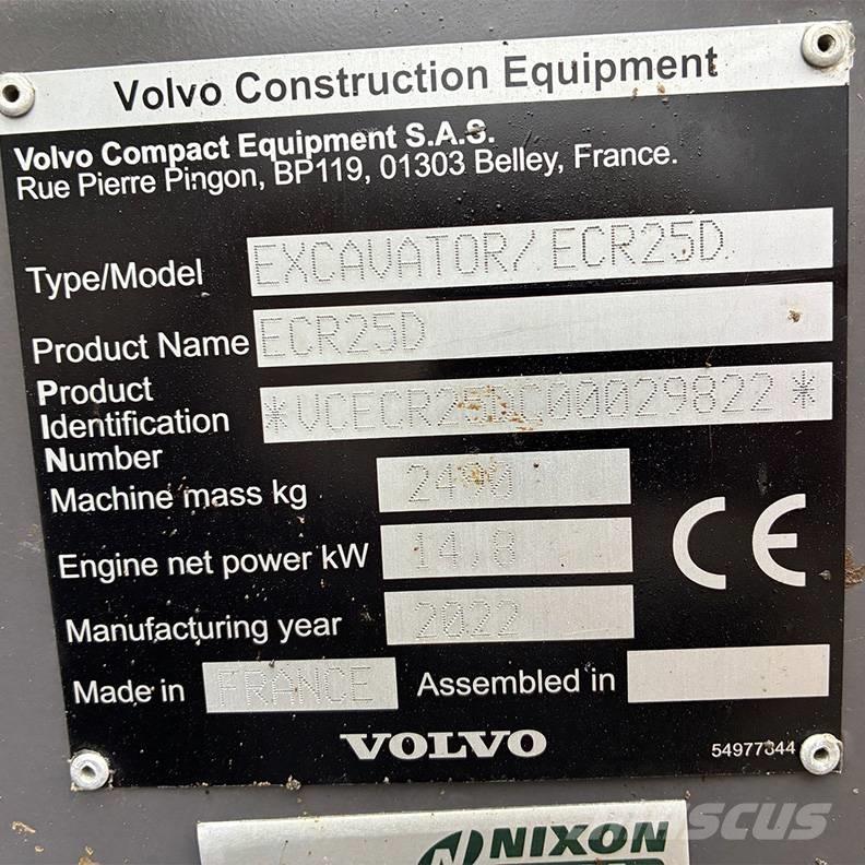 Volvo ECR25D Mini ekskavatoriai < 7 t