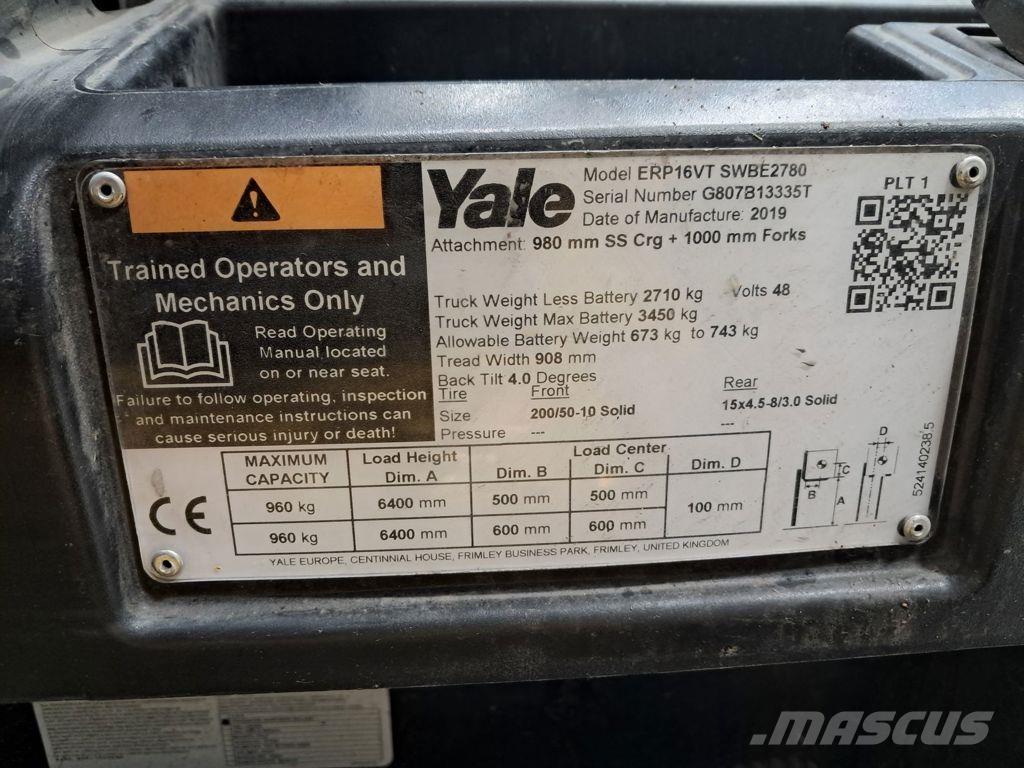Yale ERP16VT Elektriniai šakiniai krautuvai