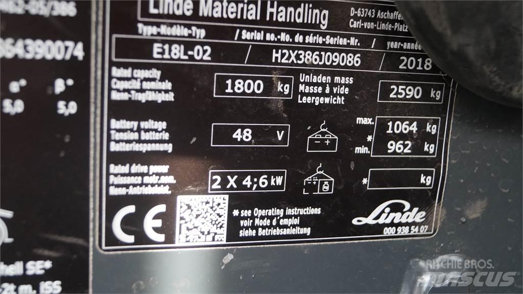 Linde E18L Elektriniai šakiniai krautuvai