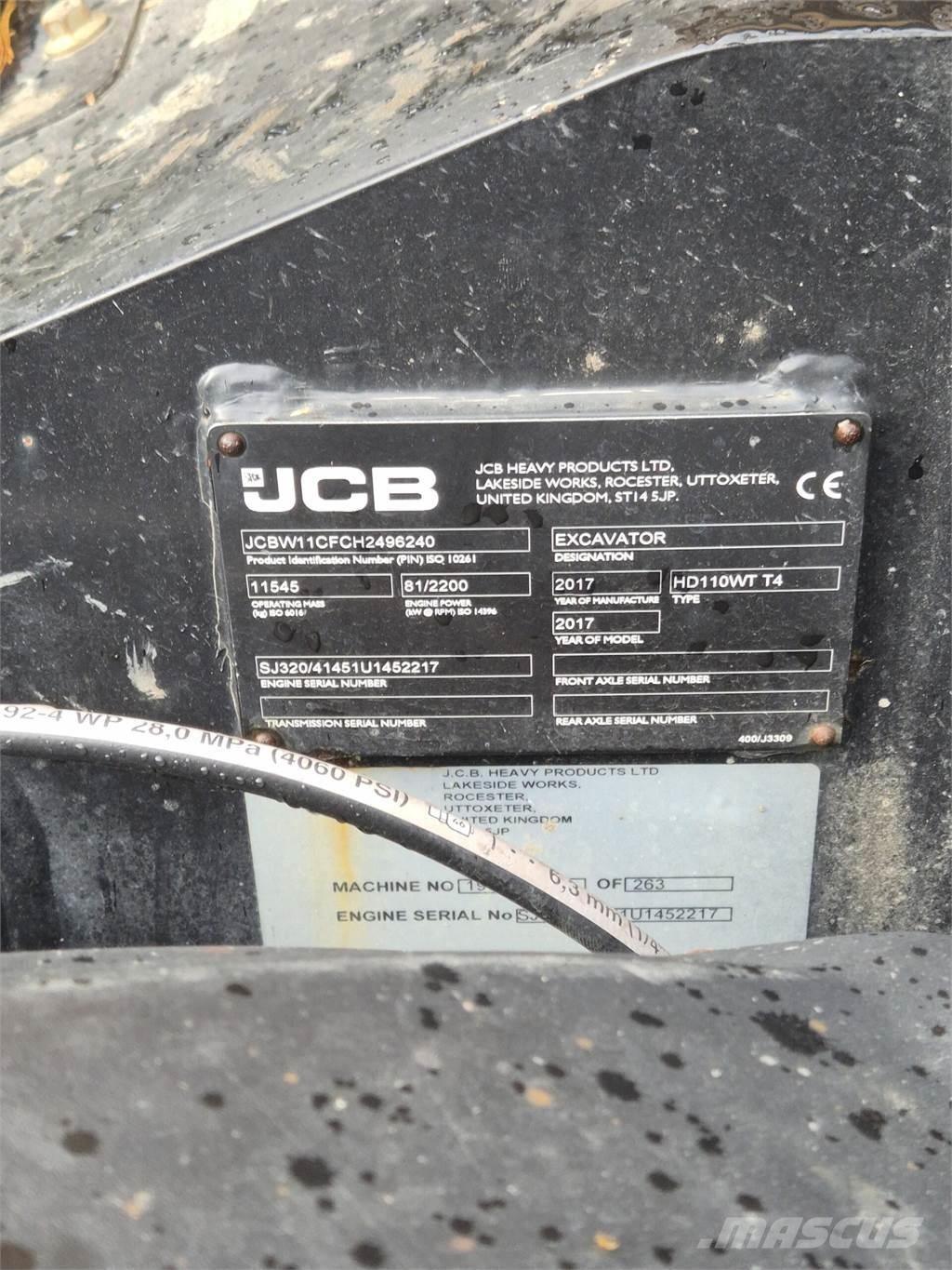 JCB 110W Hydradig Ratiniai ekskavatoriai
