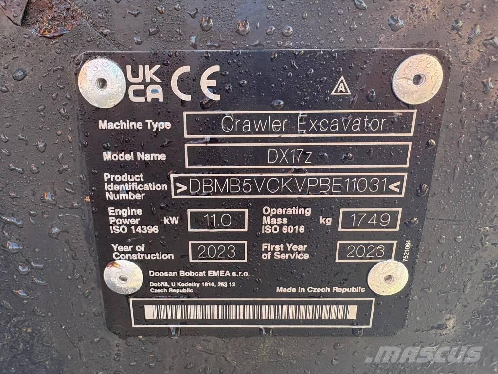 Doosan DX 17 Mini ekskavatoriai < 7 t