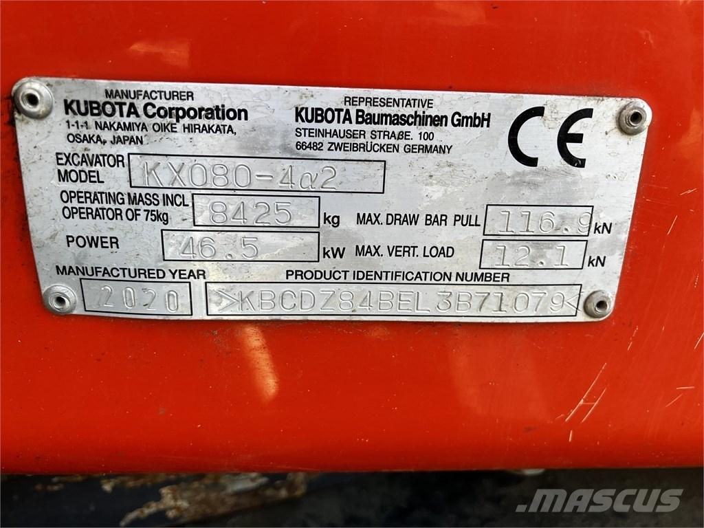 Kubota KX 080-4 A2 Vidutinės galios ekskavatoriai 7-12 t