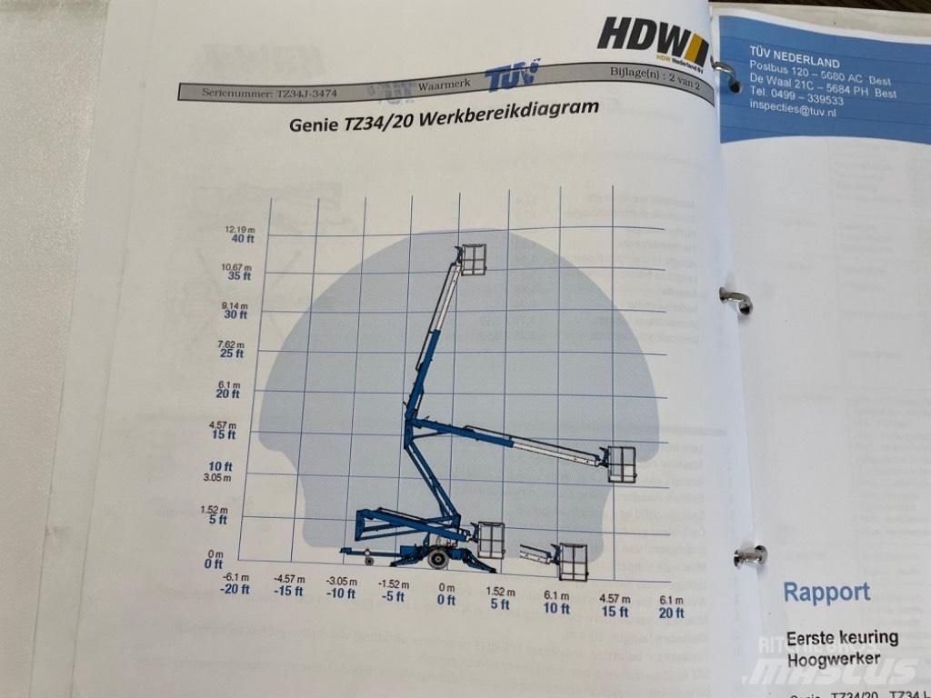 Genie TZ 34/20 Ant priekabų montuojamos kėlimo platformos