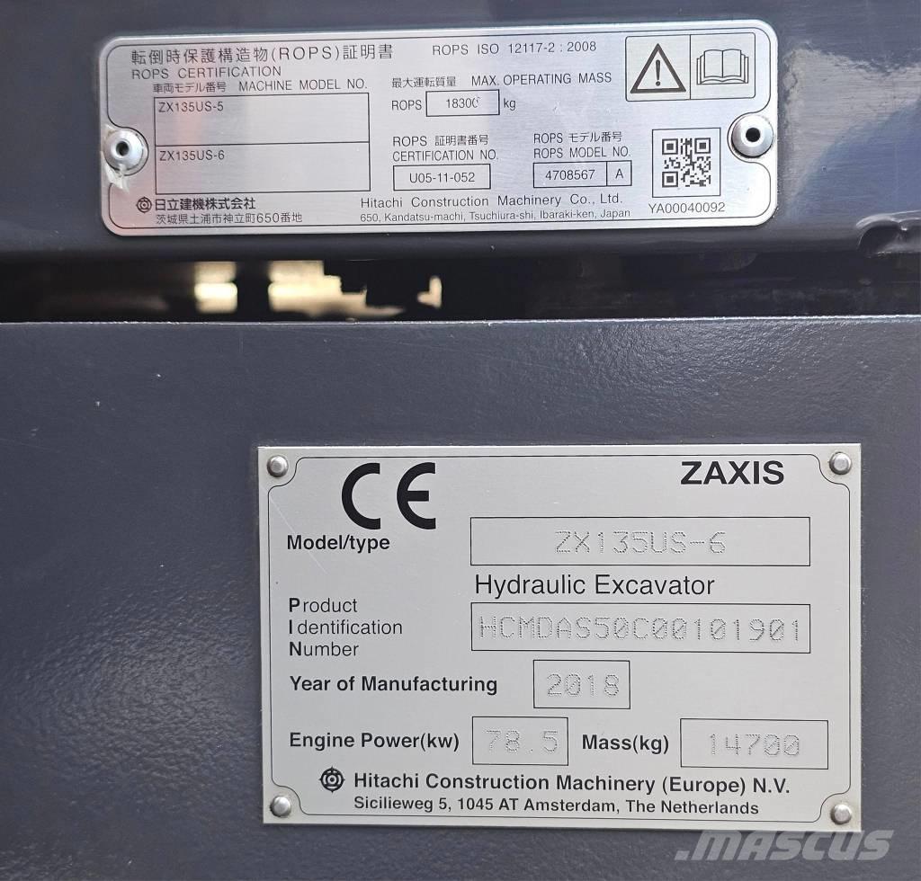 Hitachi ZX 135 US-6 Vikšriniai ekskavatoriai