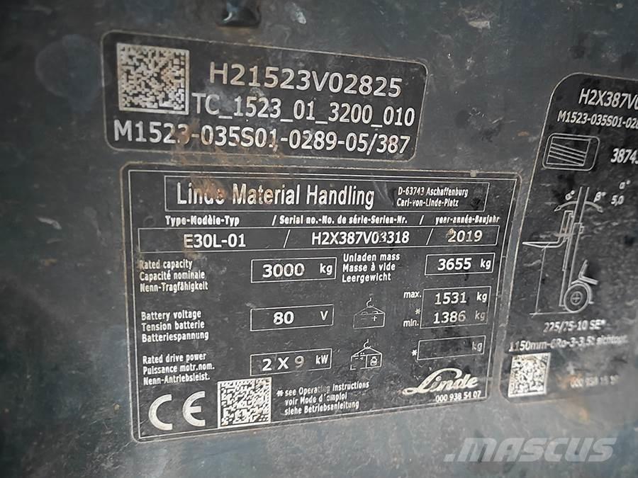 Linde E30L-01 Elektriniai šakiniai krautuvai