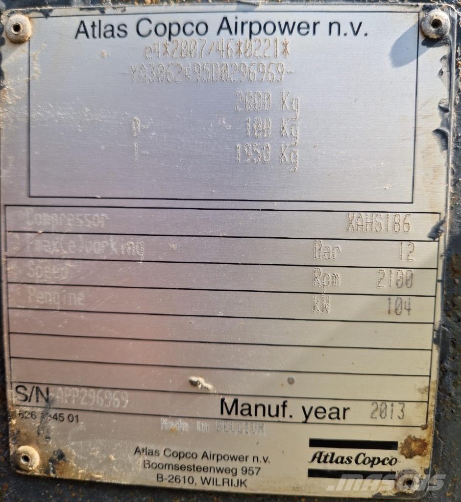 Atlas Copco XAHS 186 Kompresoriai