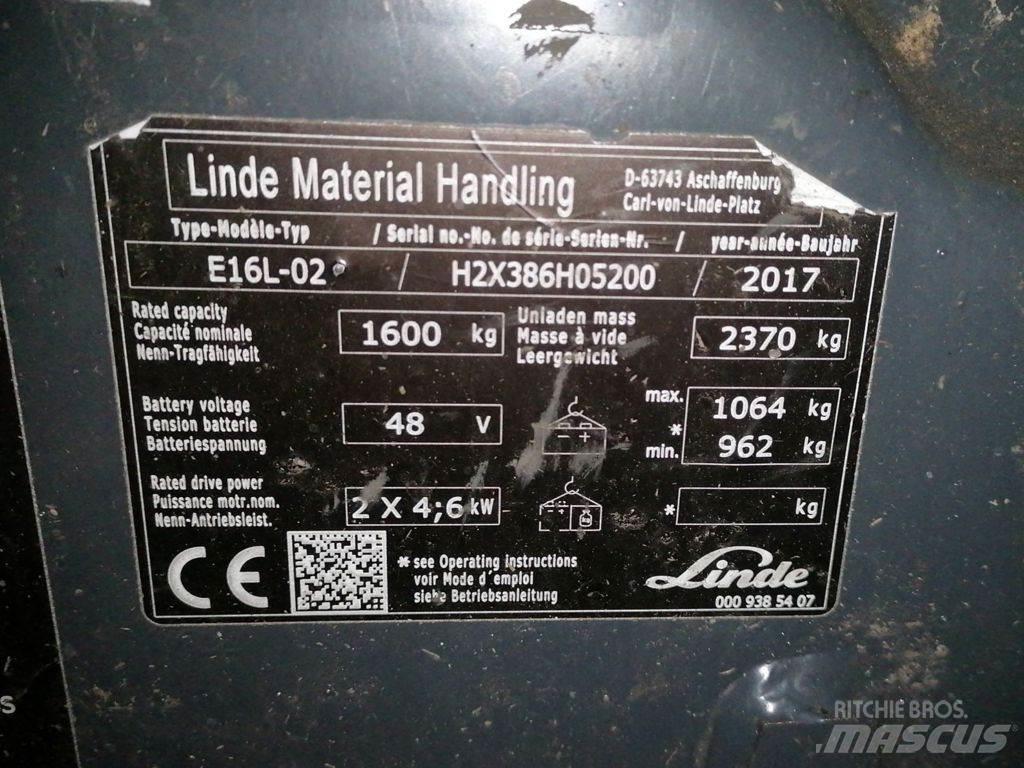 Linde E16L-02 Elektriniai šakiniai krautuvai