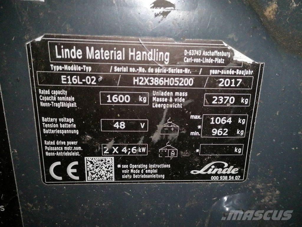 Linde E16L-02 Elektriniai šakiniai krautuvai