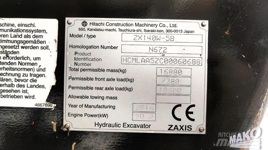 Hitachi ZX 140 W-5 Ratiniai ekskavatoriai