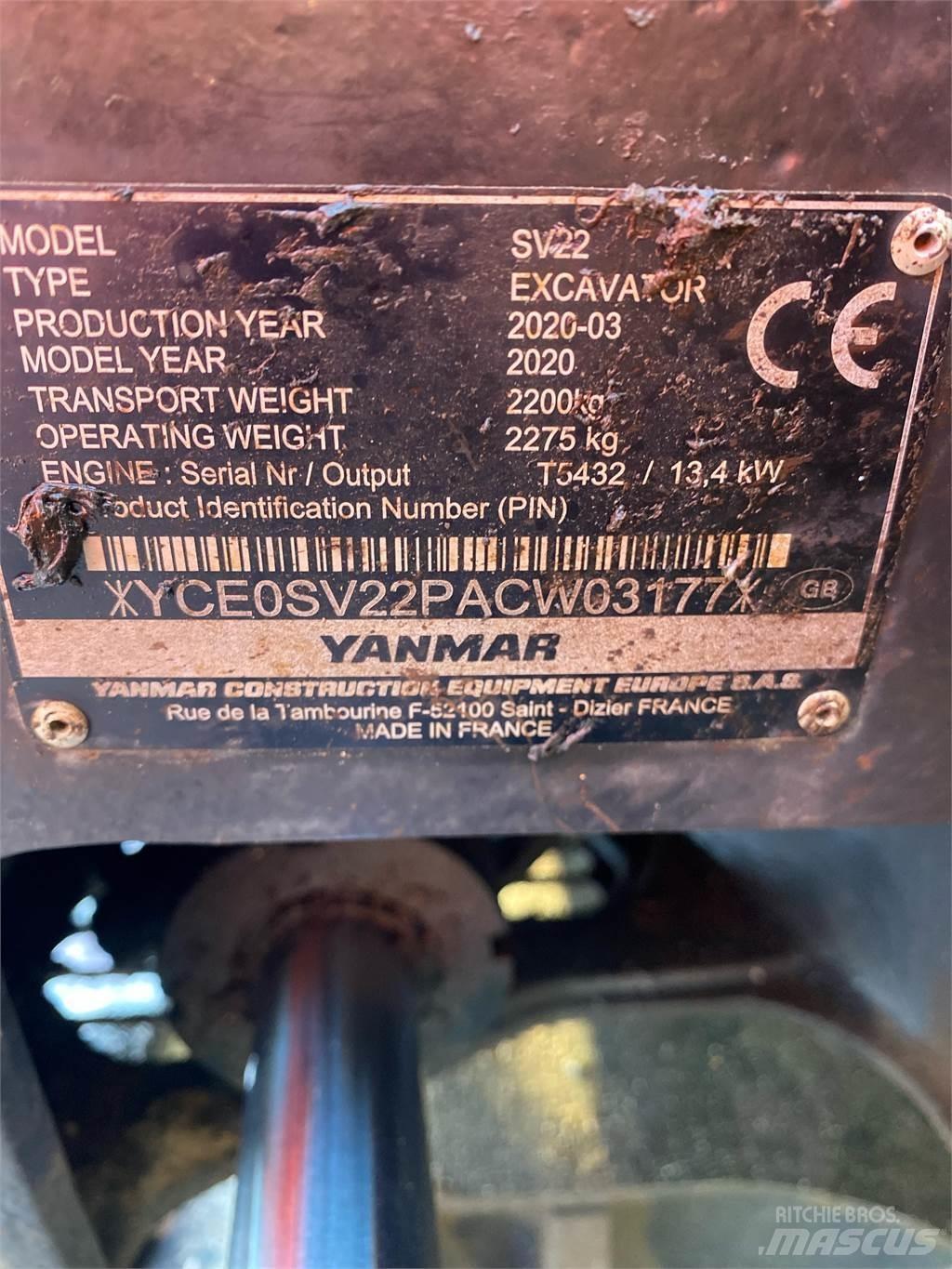 Yanmar SV22 Mini ekskavatoriai < 7 t